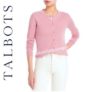 Pink Wool Cotton Knit Button Front Round Scoop Crew Neck Cardigan Sweater XLarge